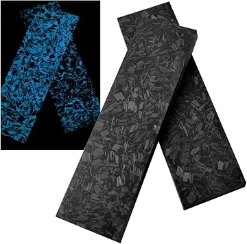 Knife Scales 2 Pack Blue Glowing Knife Handle Material, Carbon Fiber and Resin Custom DIY Tool Material for Knives Making Blanks Blades21.5x31.5x0.4cm