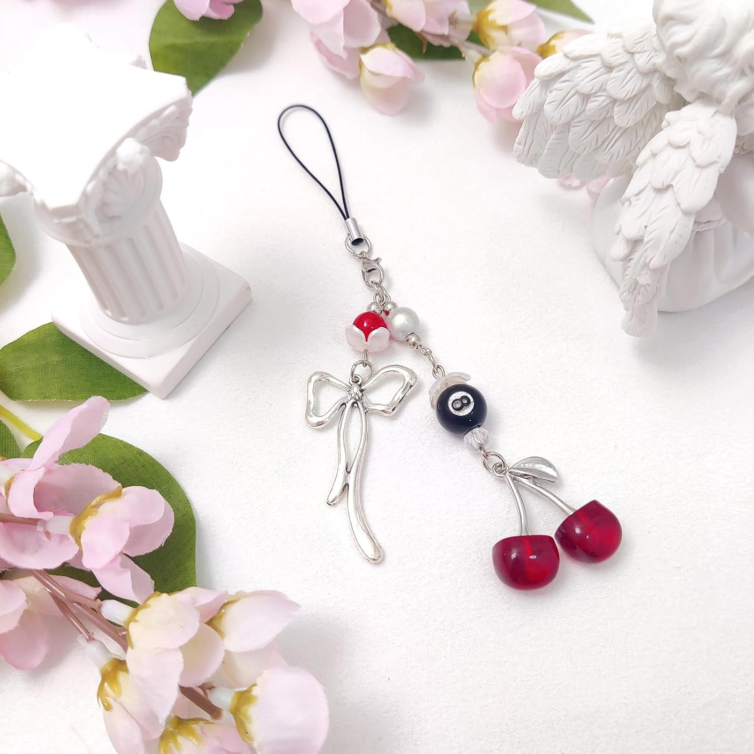 cioatu Y2K Cute Phone Charms Set - Aesthetic Cherry,Flower, Butterfly & Star Cell Phone Straps, Kawaii PhoneAccessories for Bag Keychain, AirPods, Camera Decor