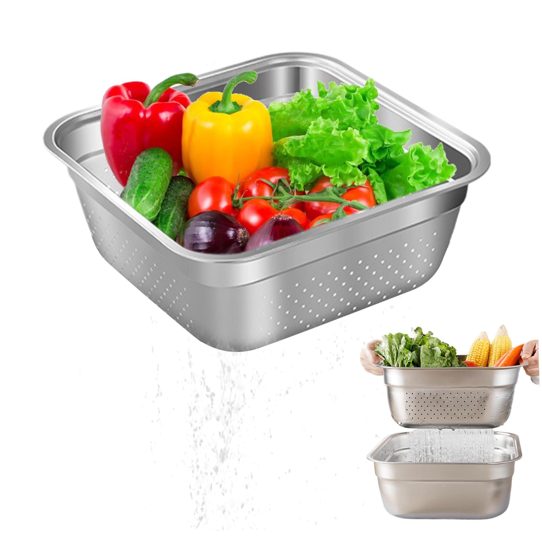 Bassin en acier inoxydable pour laver les fruits et légumes frais