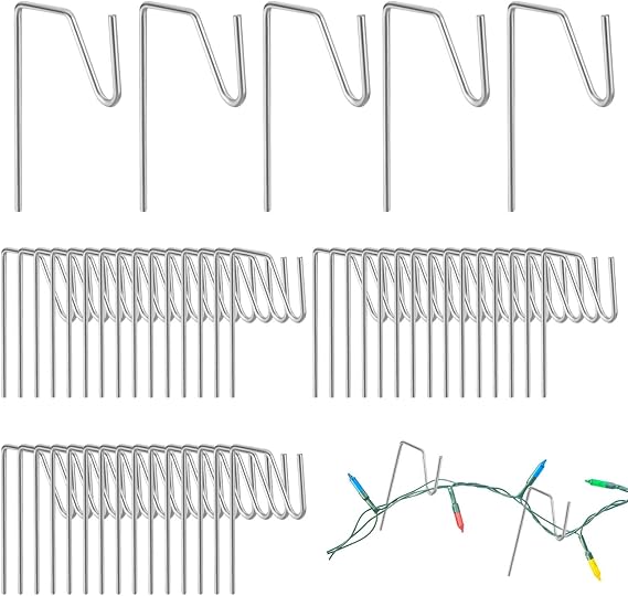 Gosknor 50pcs Christmas Light Hangers, Metal Gutter Hooks