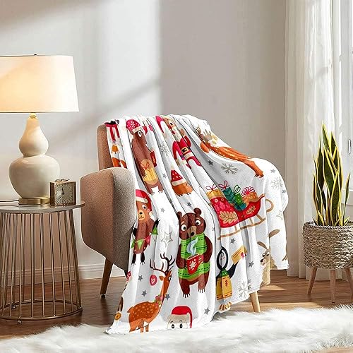 Vista 115 de LUVIVIHOME Manta de Feliz Navidad, bolas de Navidad azules doradas, manta de invierno con copos de nieve, manta individual, acogedora manta cálida