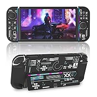 Vista 1 de ECHZOVE Protective Case Compatible with Nintendo Switch OLED,Switch OLED Hard Black Cover Case with Thumb Grip Caps and Screen Protector - Black