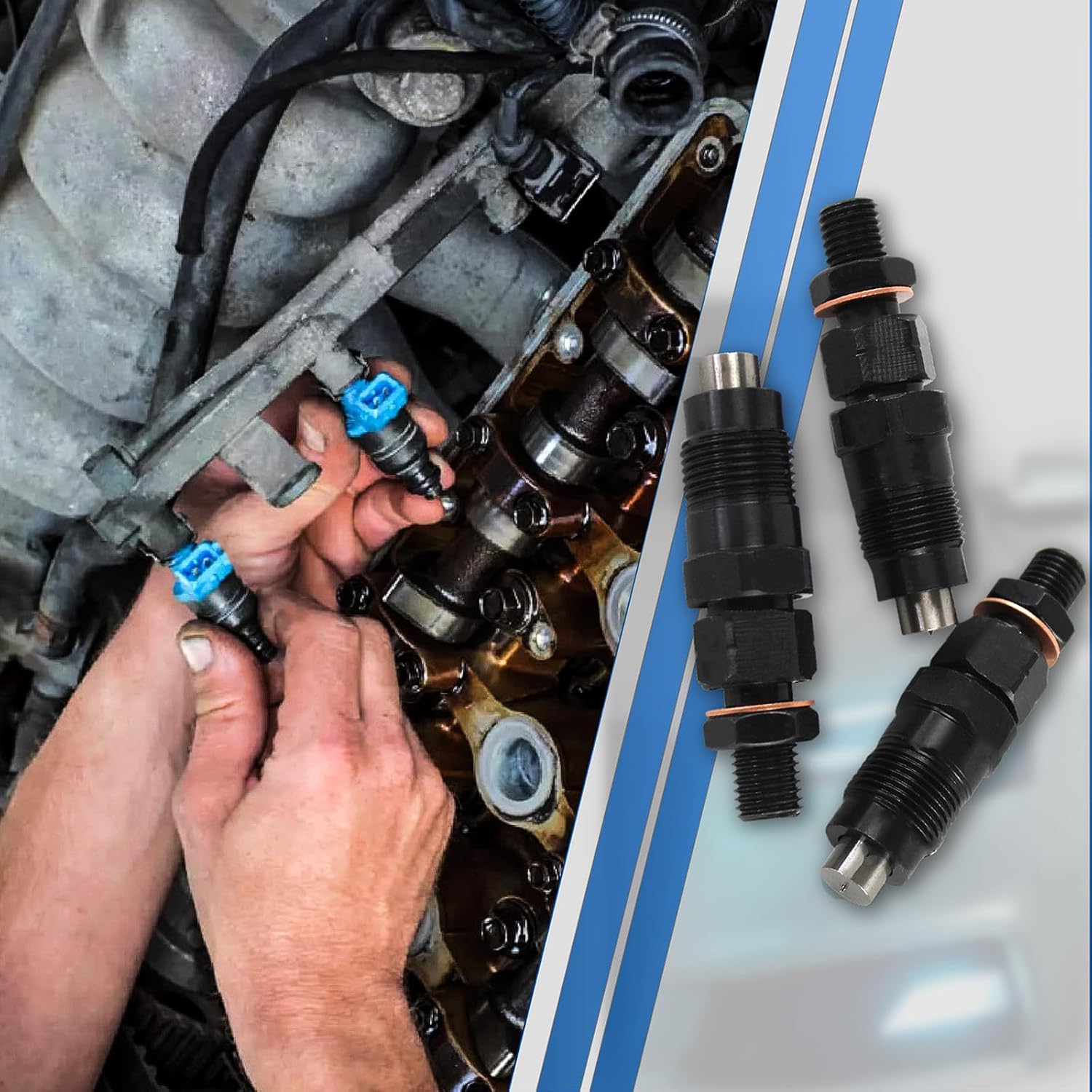 131406360 131406490 Fuel Injectors 3pcs Fit for Ford Holland Tractors 1320 1520 1530 1620 Engine Aftermarket Parts, Replace OE 131406360 131406490