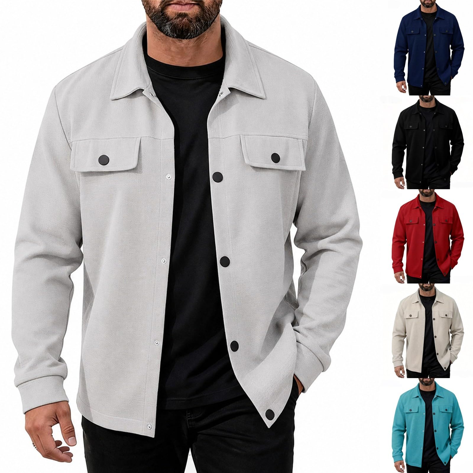 Giacca da uomo per primavera e autunno, classica ed elegante | Giacca bomber cargo con molte tasche, robusta e durevole, per lavoro casual