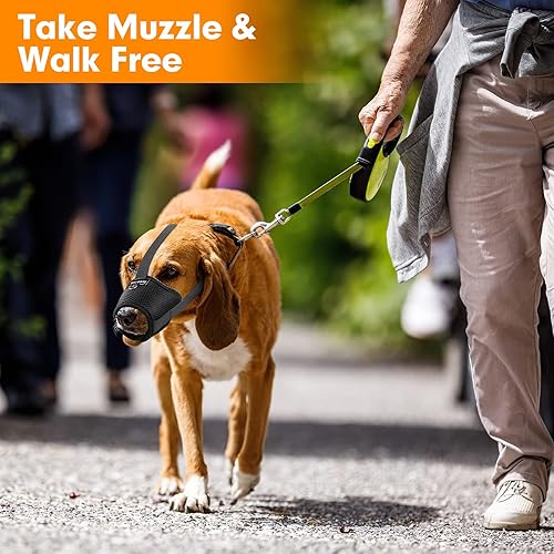 Miniatura 7 de Bereezy Bozal para perro, bozal de malla transpirable para morder ladridos y masticar, bozal ajustable para mascotas para perros pequeños, medianos