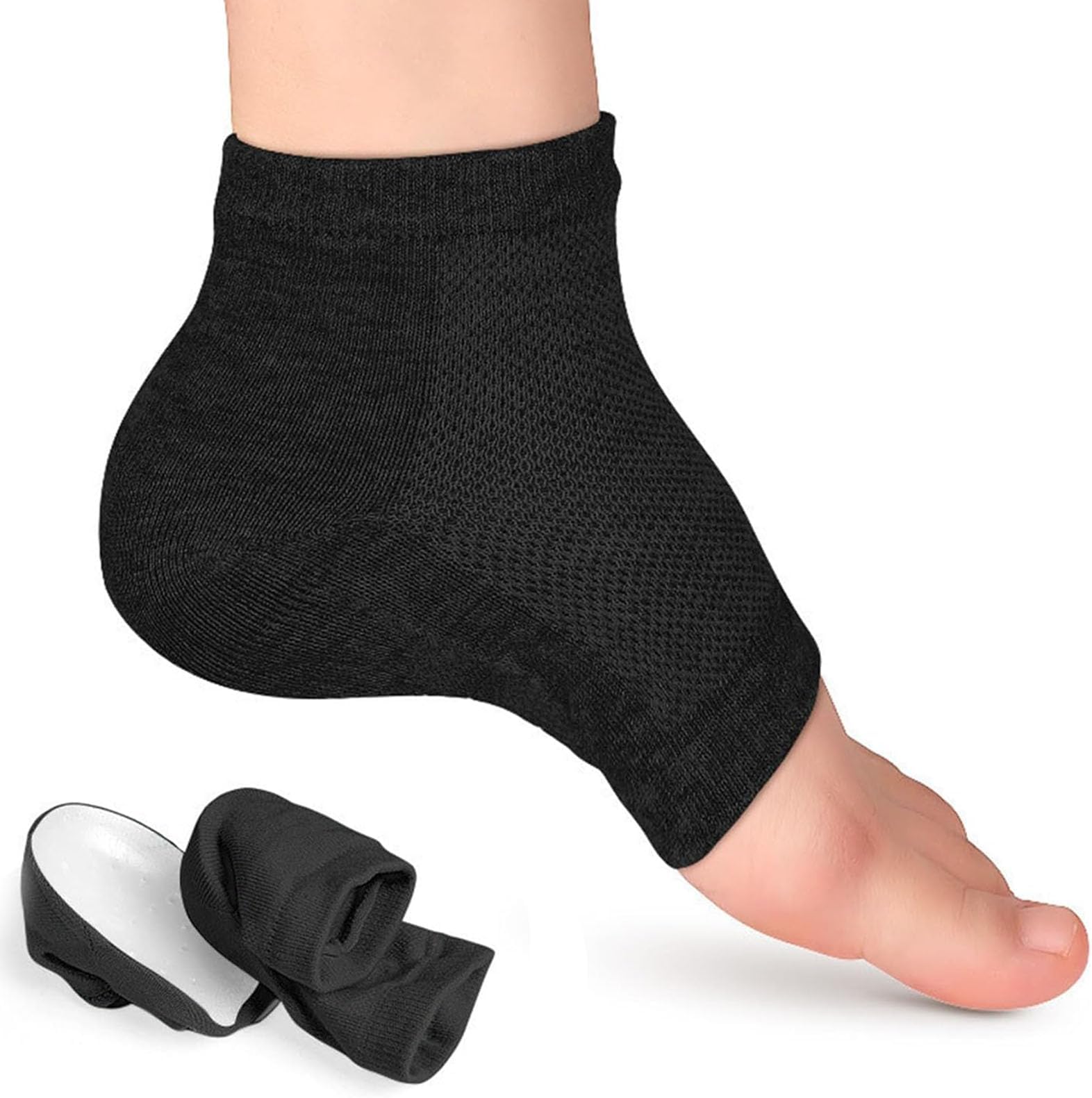 Height Max Socks, Height Max Insoles 3 inches, Invisible Shoe Lift Heel Pads, Half Height Increase Insoles, Height Increase Socks for Women Men (3.5cm, Black)