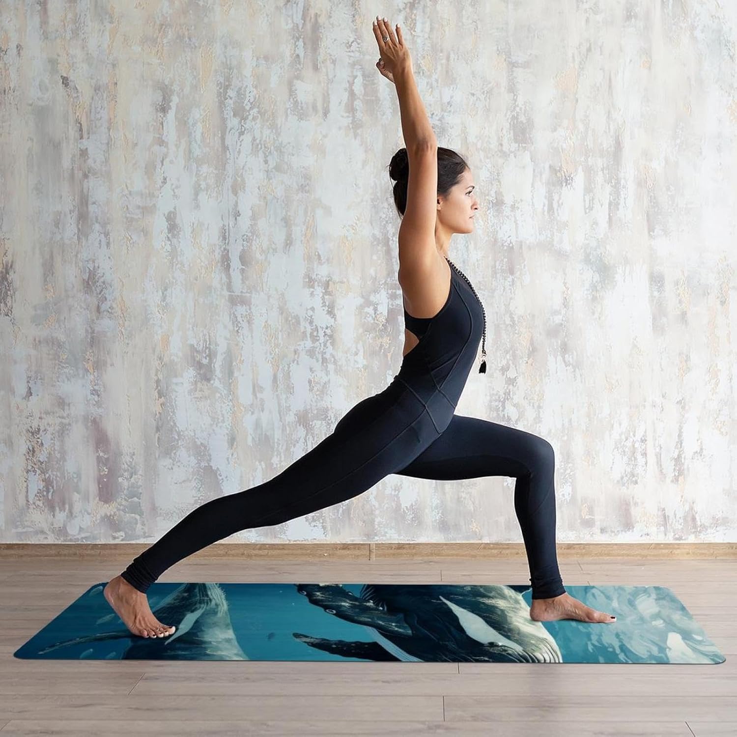 Yoga Towel, Whale Sea Pattern Non Slip Sweat Absorbent Hot Yoga Mat Towel for Hot Yoga, Pilates and Fitness - 72.8" x 26.8"