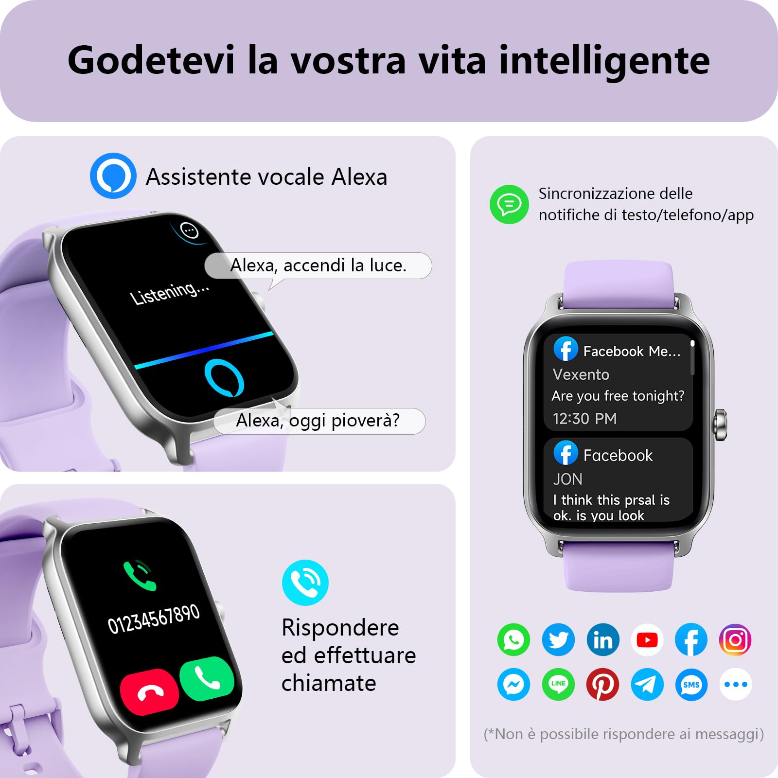 Smartwatch Donna Rispondi/Effettua Chiamate e Alexa, 1.8" Orologio Smartwatch SpO2/Frequenza Cardiaca/Sonno/Stress, Contacalorie/Passi/Distanza, 120 Modalità Sport, Orologio Fitness IP68 Regalo Donna