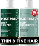 Volumizing Biotin Shampoo and Conditioner Set - Rosemary Shampoo and Conditioner for Thinning Hair Care with Tea Tree & Coconut Oil - Color Safe - Paraben Silicone & Sulfate Free (16 Fl Oz Each) Rosemary 16 Count (Pack of 2)