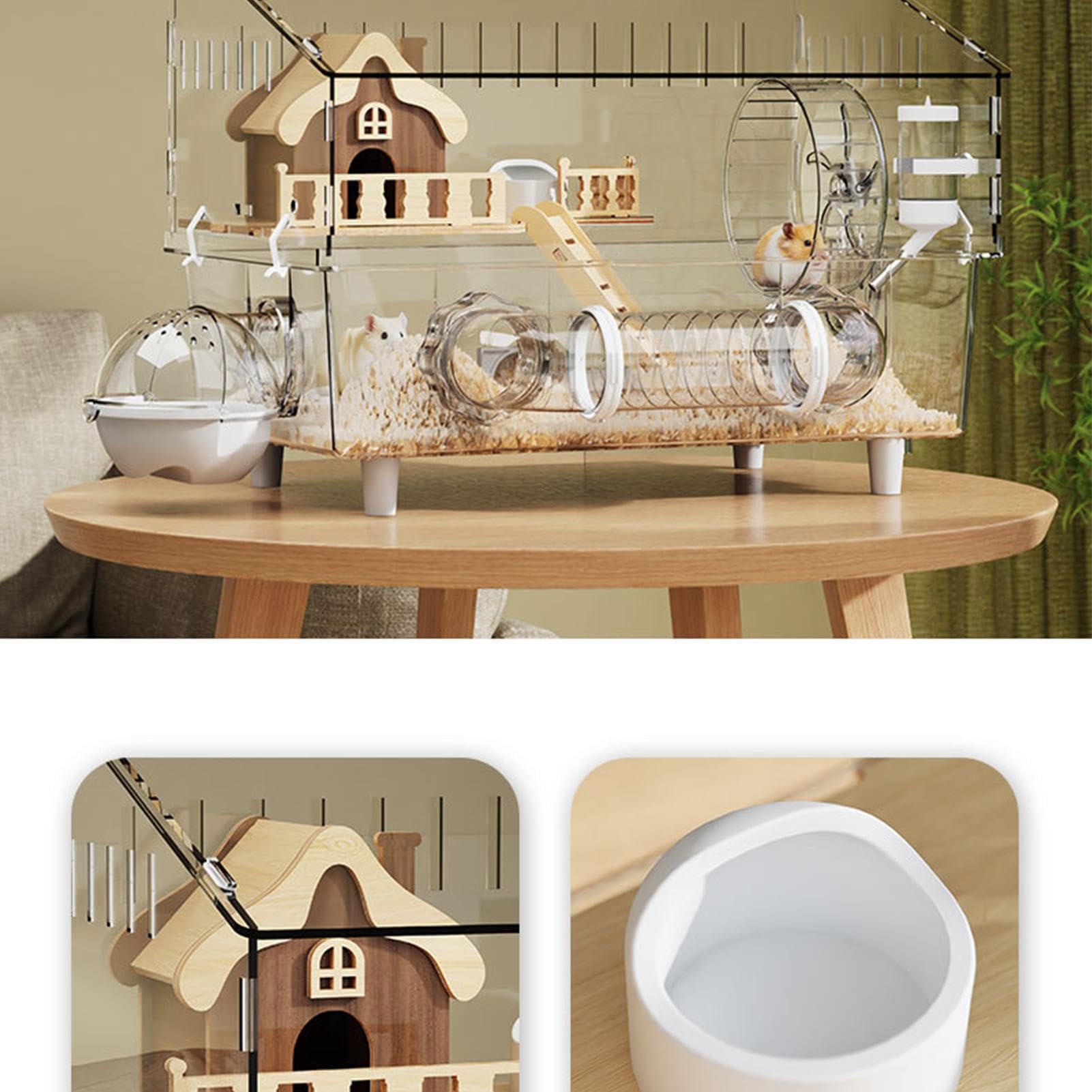 Syrischer Hamsterkäfig,Durchsichtiges Hamsterhaus - Chinchillahaus aus Acryl - Für Tiereltern Halter Schlafzimmer Arbeitszimmer Wohnzimmer Homeoffice Wohnung Unterkünfte