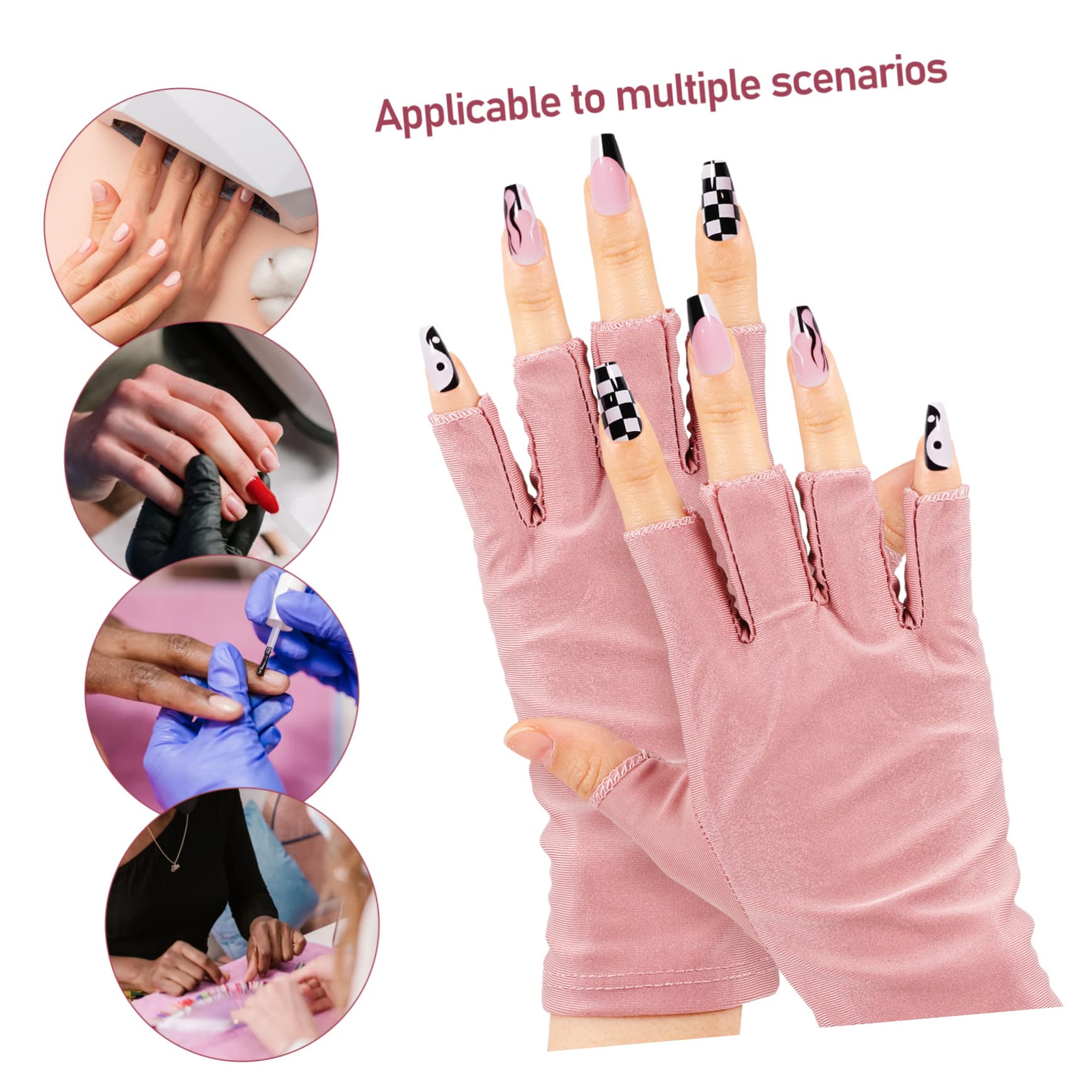 FOMIYES 2 Pairs Protection Nail Tech Gloves Fingerless for Gel Nail Comfortable Cotton Gloves for Women