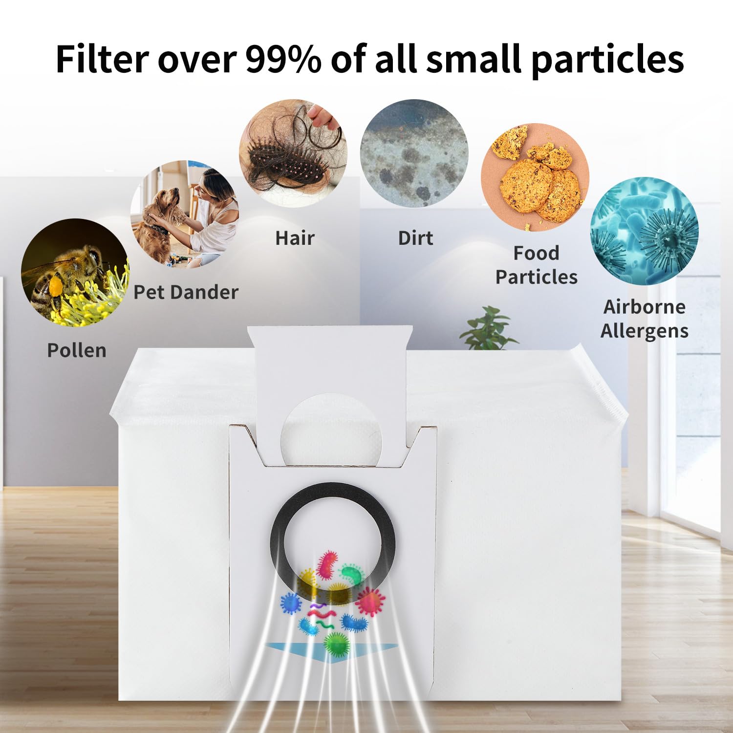 Lot de 8 sacs à poussière, accessoires pour robot Ecovacs Deebot T10 Plus/ Ecovacs Deebot X1 Plus, station d'aspiration de 3,2 l, grande capacité, pièces de rechange uniques