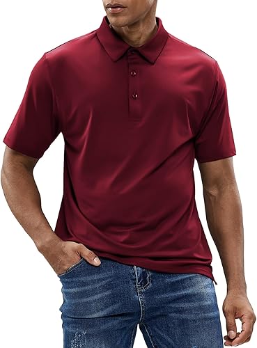 MIER Polo de manga corta para hombre, protección solar, polo de golf, secado rápido