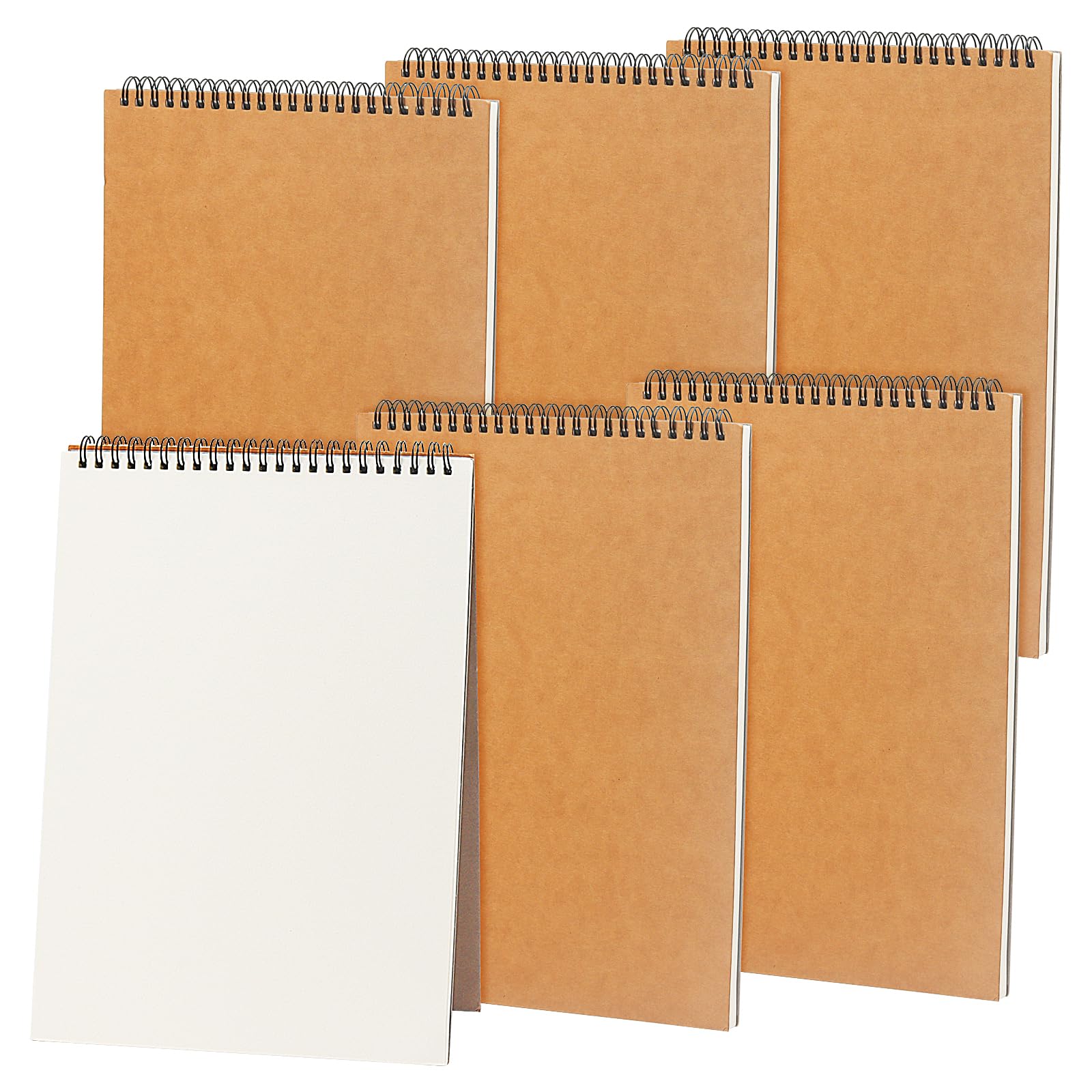 MANCHAP6 Pack A4 Spiral Bound Landscape Sketchbook, 21x29.7cm 60 Pages/30 Sheets Art Sketchbook, 160gsm Hardback Drawing Pad for Sketching Drawing