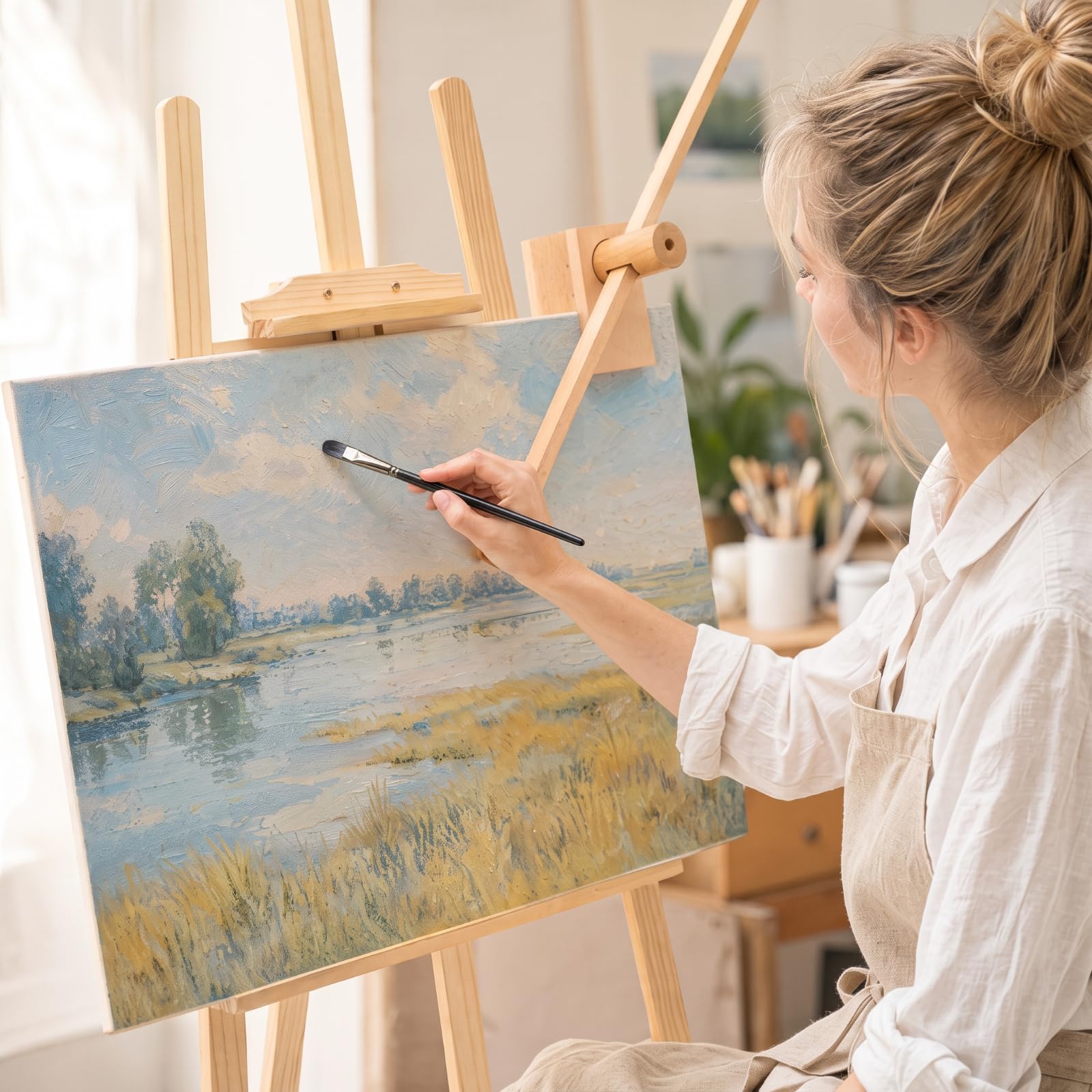 Cinnvoice Mahl Stab zum Malen, Künstler-Handauflage, Klemmen auf Buchenholz, Malerei, Stützstab, verstellbare stabile Handauflage für Staffelei, Öl, Acryl, Aquarellfarbe, Zubehör für Künstler