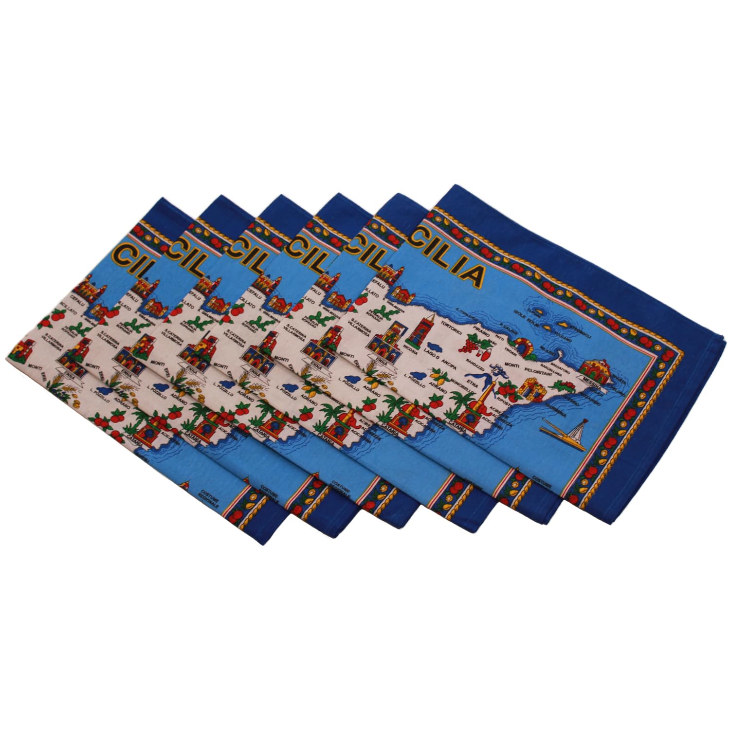 12 Strofinacci Cotone Souvenir Italia - Stampe Sicilia, Sorrento, Limoni, Pizza - Foto 5