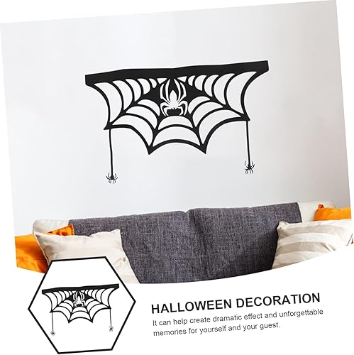 Miniatura 5 de Abaodam Halloween Spider Flower Door Window Spider Web Halloween Lace Table Halloween Wall Tapestry Black Spider Web Tablecloth Cobweb Black Scarf