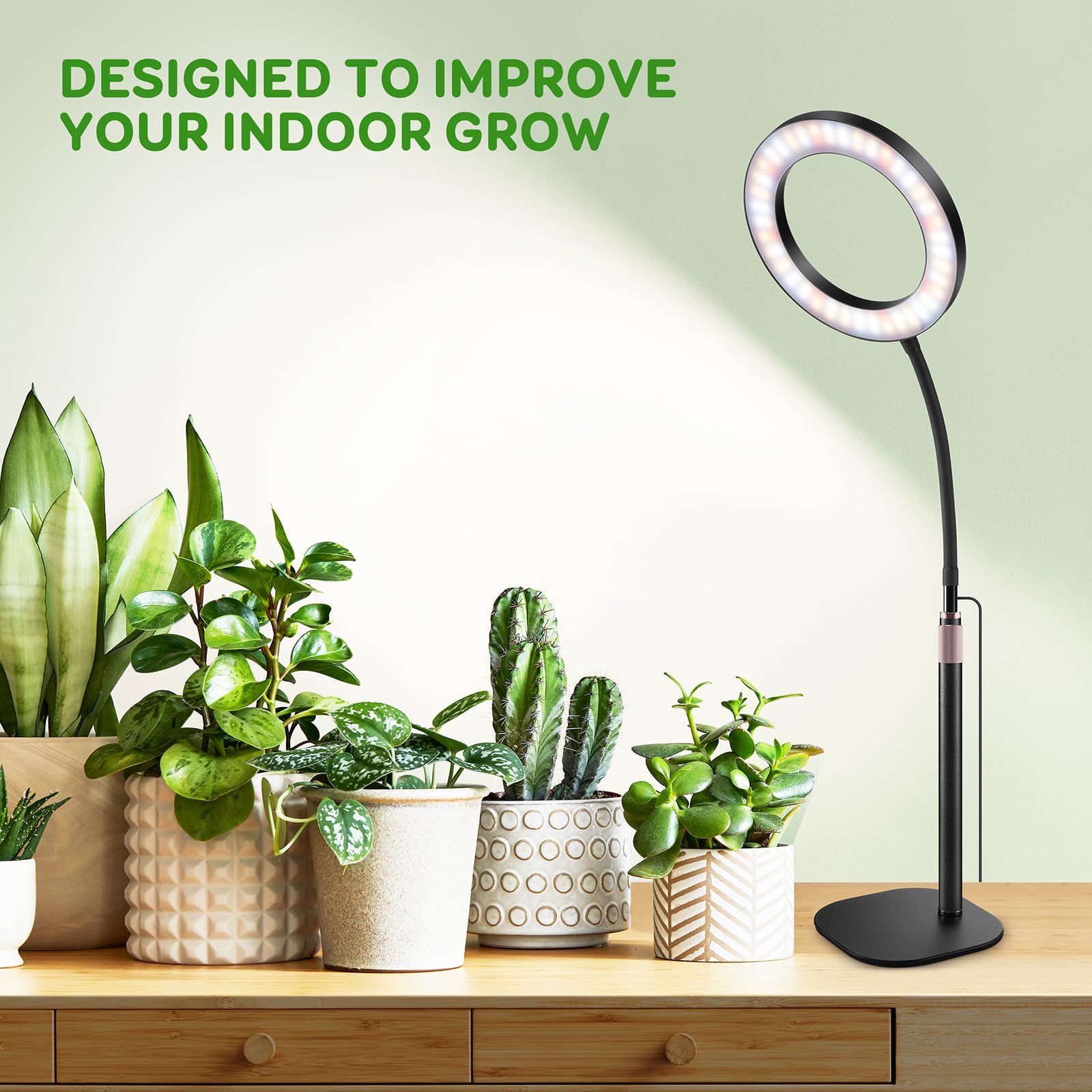 COKOLILA Neueste 80 LED 5V3A Pflanzenlampe LED Vollspektrum, Desk 360° verstellbarer flexibler Schlauch Pflanzenlicht, 3/9/12 Auto-Timer, 30-63 cm Teleskopstange Grow Light für Zimmerpflanzen