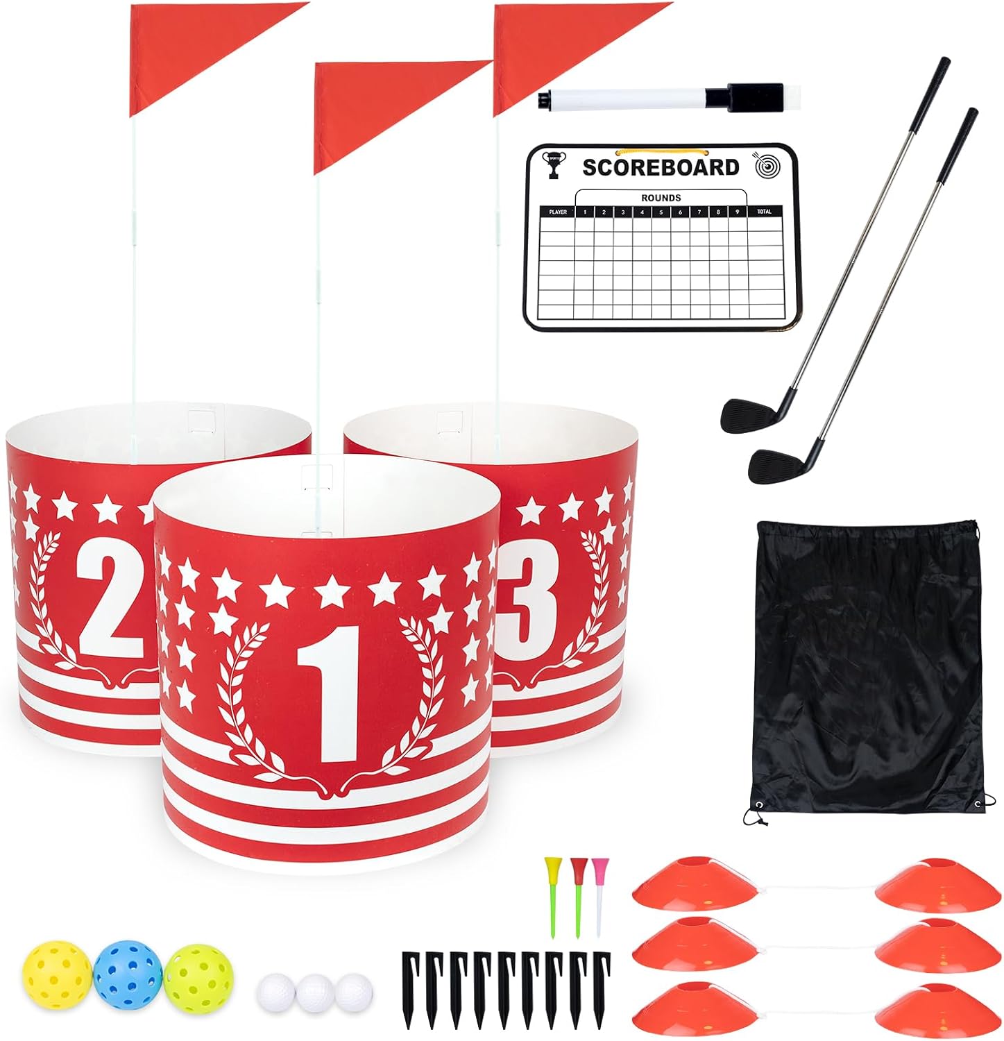 Backyard Golf Game 3 Holes Set,Portable Outdoor Game for Practice,Golf Chipping Games for Lawn,Yard,Camping,Park,Beach