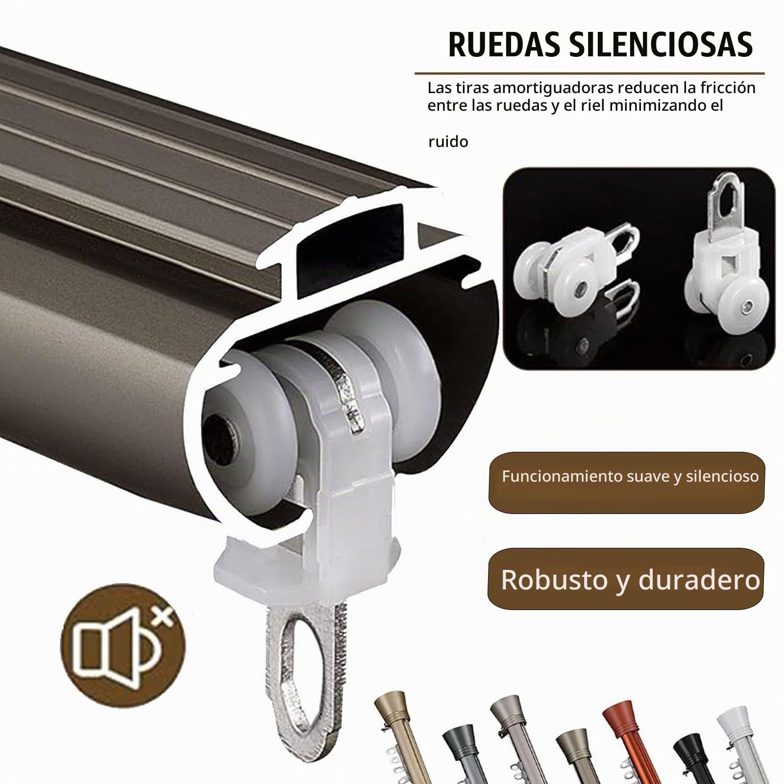 Barra Doble Para Cortinas 100-600cm Rieles Para Cortinas Silenciosa Riel De Cortina De Doble Filas Rieles De Cortina De Aluminio Riel De Cortina Deslizante Montada En La Pared(Gold,0.9m(2.95ft))
