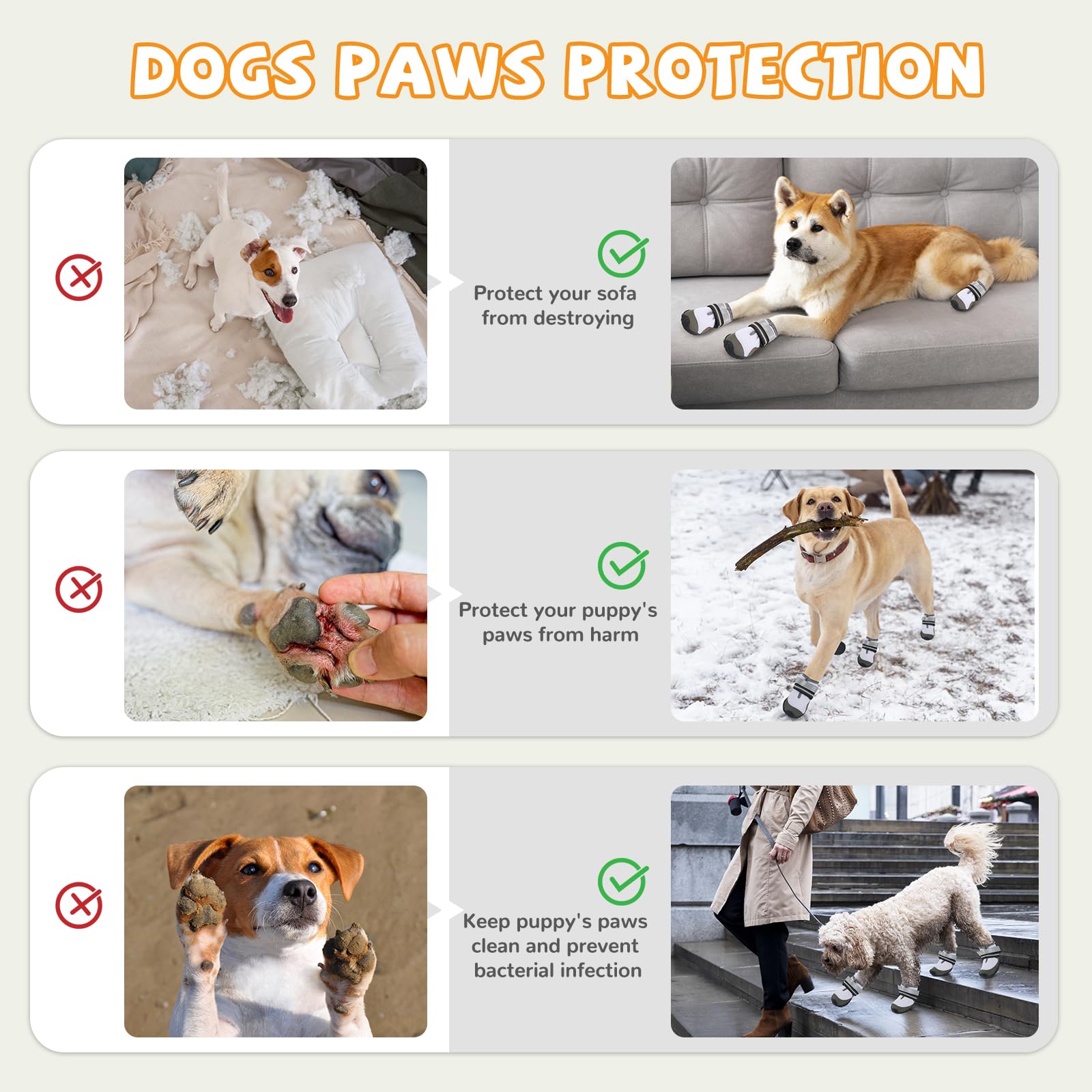 Chaussures pour chiens de grande et moyenne taille - Bottes pour chien et protections de pattes pour éviter le léchage - Antidérapantes avec réfléchissant pour trottoir chaud, randonnée en plein air