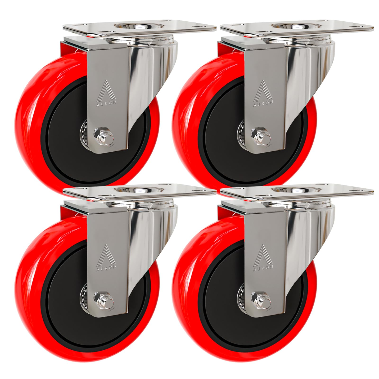 Auroh 4x Castor Wheels Large 100mm, 600KG Heavy Duty Polypropylene Swivel trolley wheels