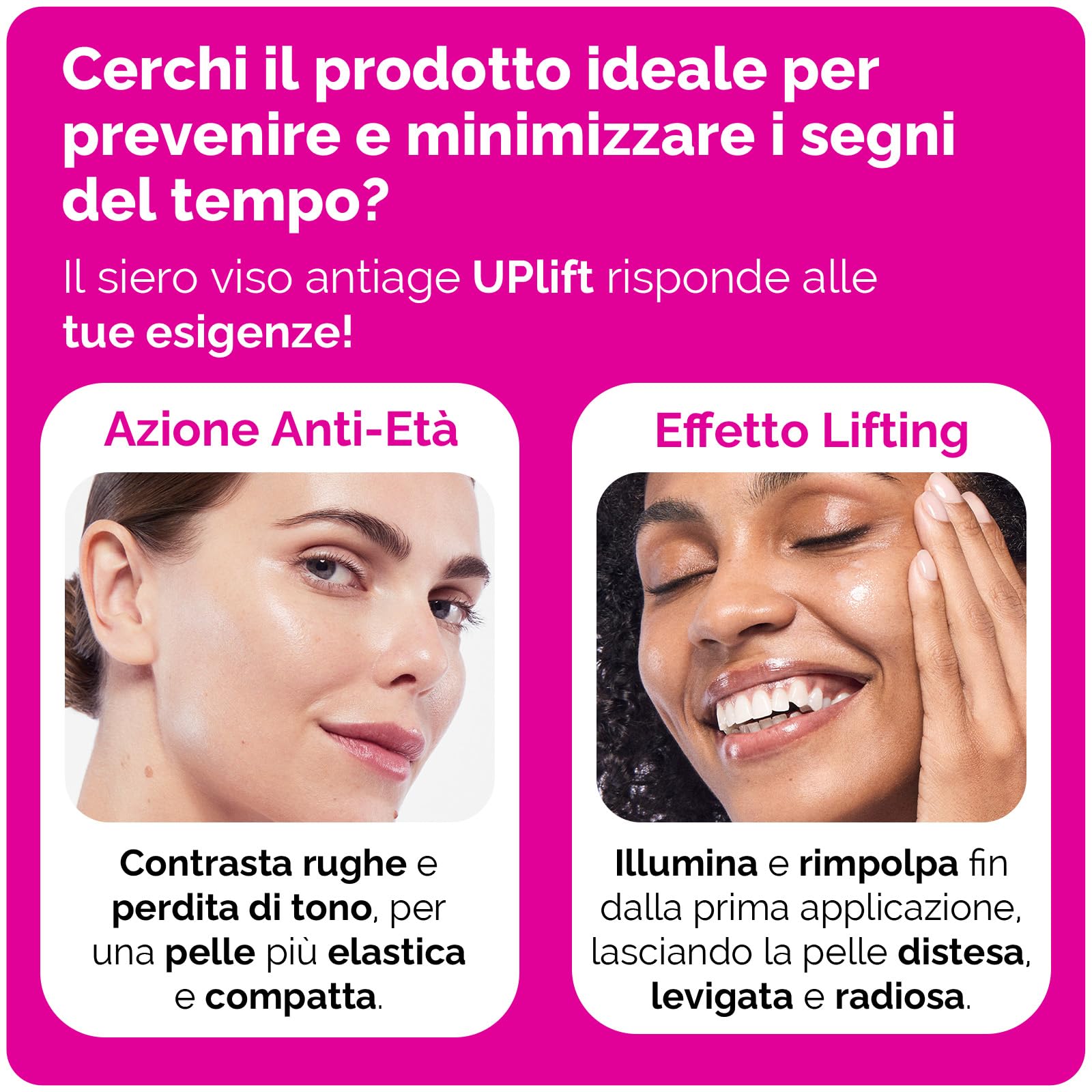 Veralab Uplift, Siero Viso Antirughe, Rimpolpante e Illuminante con Oli Nutrienti e Peptidi, Adatto a tutti i Tipi di Pelle, 30ml