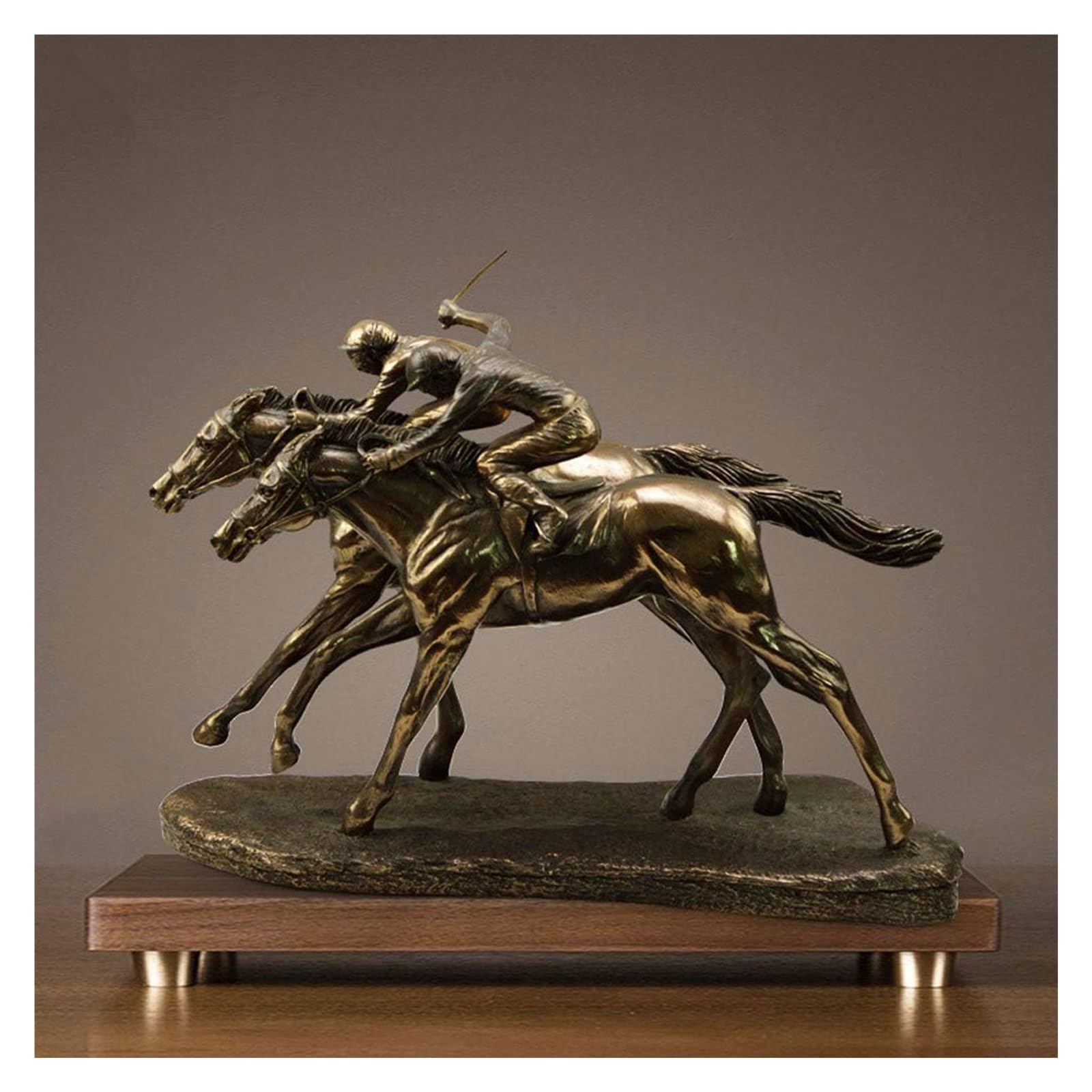 Estatua De Caballo Vintage Resina Oro para Salón, Escritorio