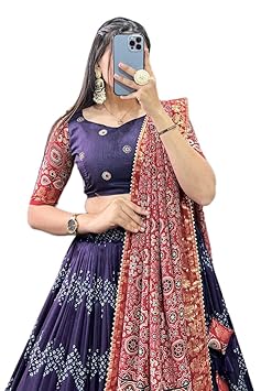 Navratri Collection Original Mirror Handwork Cotton Lehenga Choli With Laheriya Dupatta (BLUE)