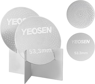 53.3mm Espresso Puck Screen with Stand Reusable Espresso Filte 0.8mm Thickness Metal Coffee Filter Mesh Plate for Espresso Portafilter Filter Basket 2Pack