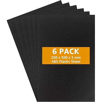 YAYODS Pack of 6 Plastic Panels 3 mm - 30 x 20 cm ABS Plastic Panels - Plastic Plate - Plastic Plate Black - Polystyrene Plate - Polyethylene Plate for Model Making Home Decoration Crafts