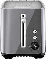Vista 2 de Black & Decker Tostadora de 2 rebanadas con función de botón de ranura extra ancha, selector de sombra y bandeja de migas abatible, negro/acero