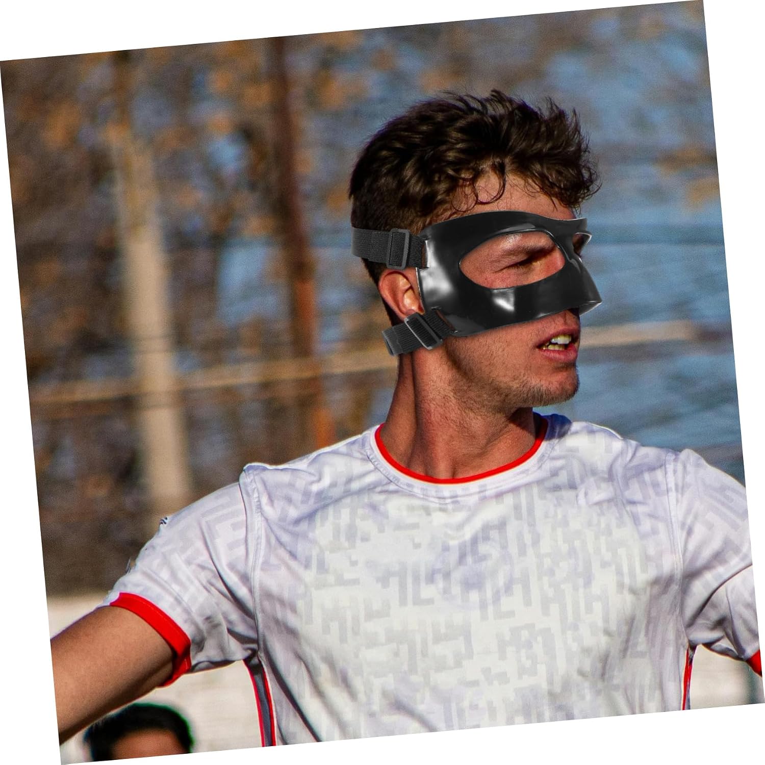 Basketball Half Face Mask Elastic Band Sports Nose Guard for Men Lightweight Protective Gear for Collision Safety Basketball Football Volleyball and More