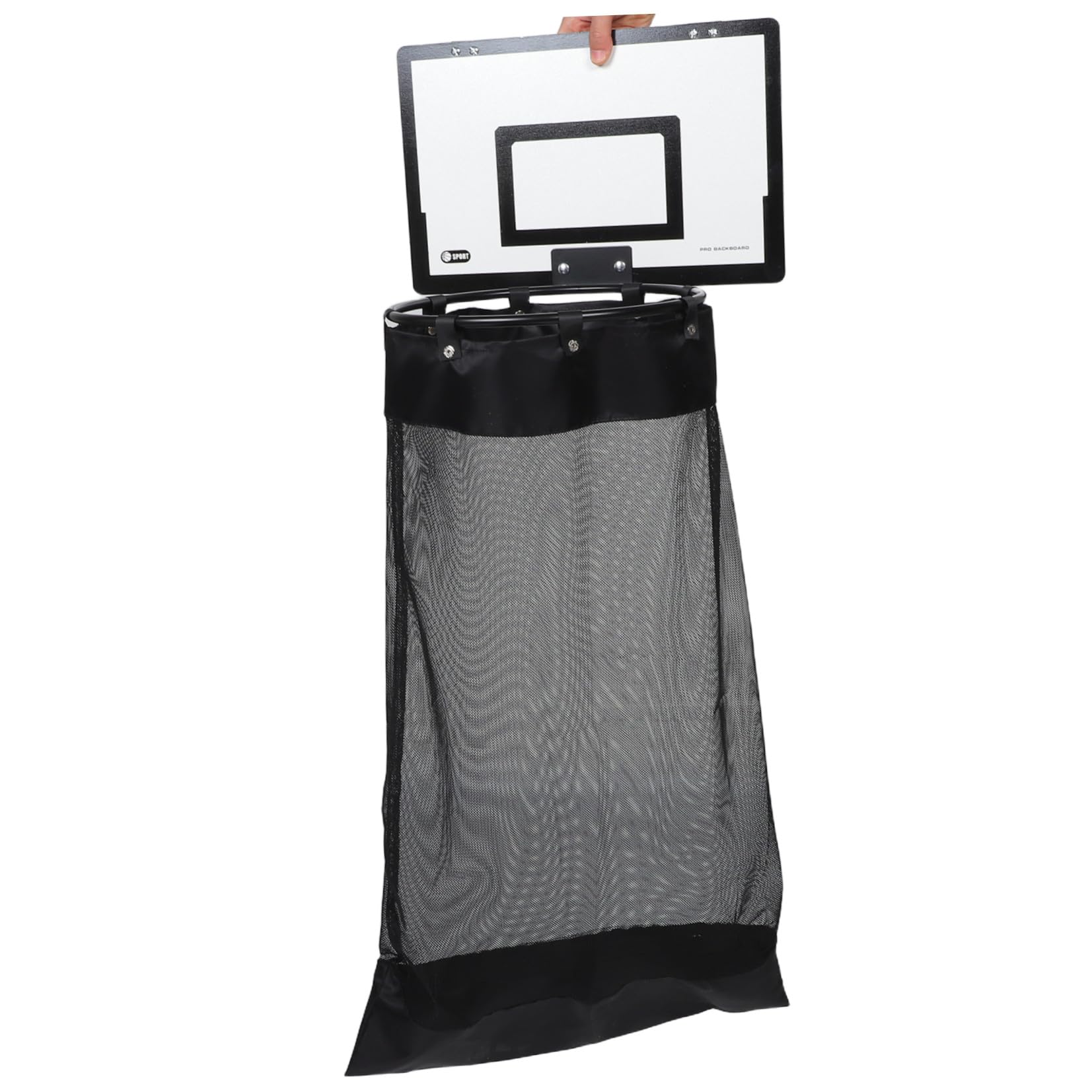 Canestro Basket da Porta per Biancheria, Lavapanni Nero | Pannello in Legno e Ferro, Chiusura con Cerniera, Soluzione Salvaspazio per Casa