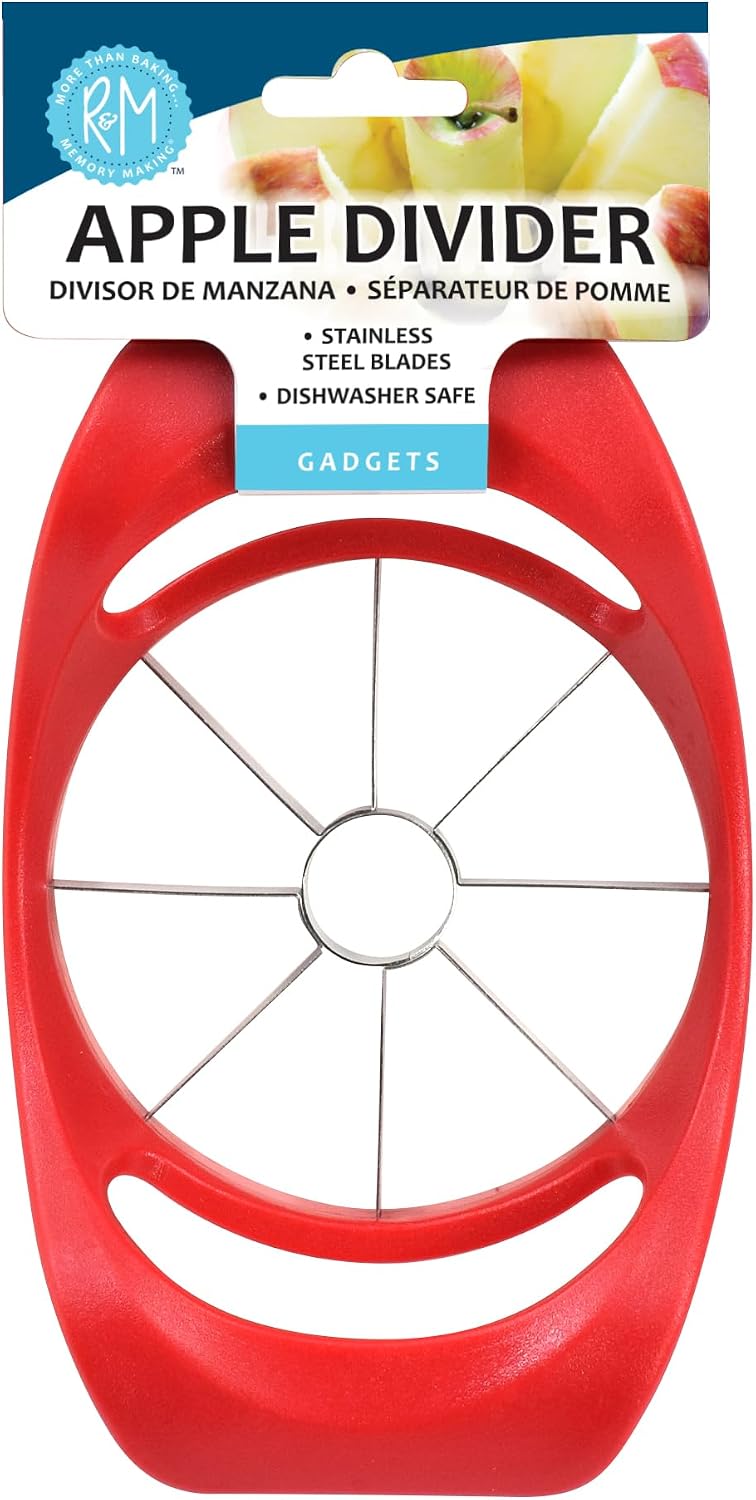 R&M Apple Divider 4" Red – Stainless Steel Apple Slicer & Corer – Fruit Cutting Kitchen Gadget for Quick, Even Slices