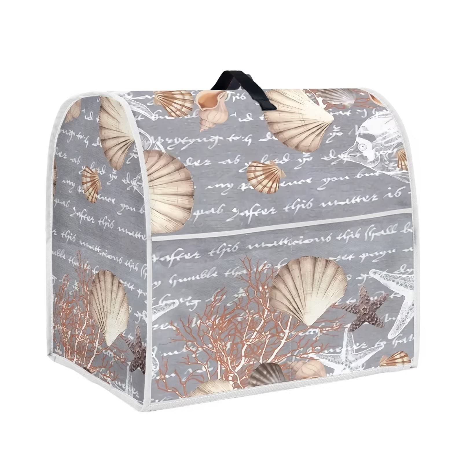 NETILGEN Dust Cover Compatible with 4.5-5 Quart Tilt Head and Extra Accessories, Kitchen Appliance Organizer Bag Cover Insulated Protective Cover Keep Appliance Clean, Seashell Letter Grey