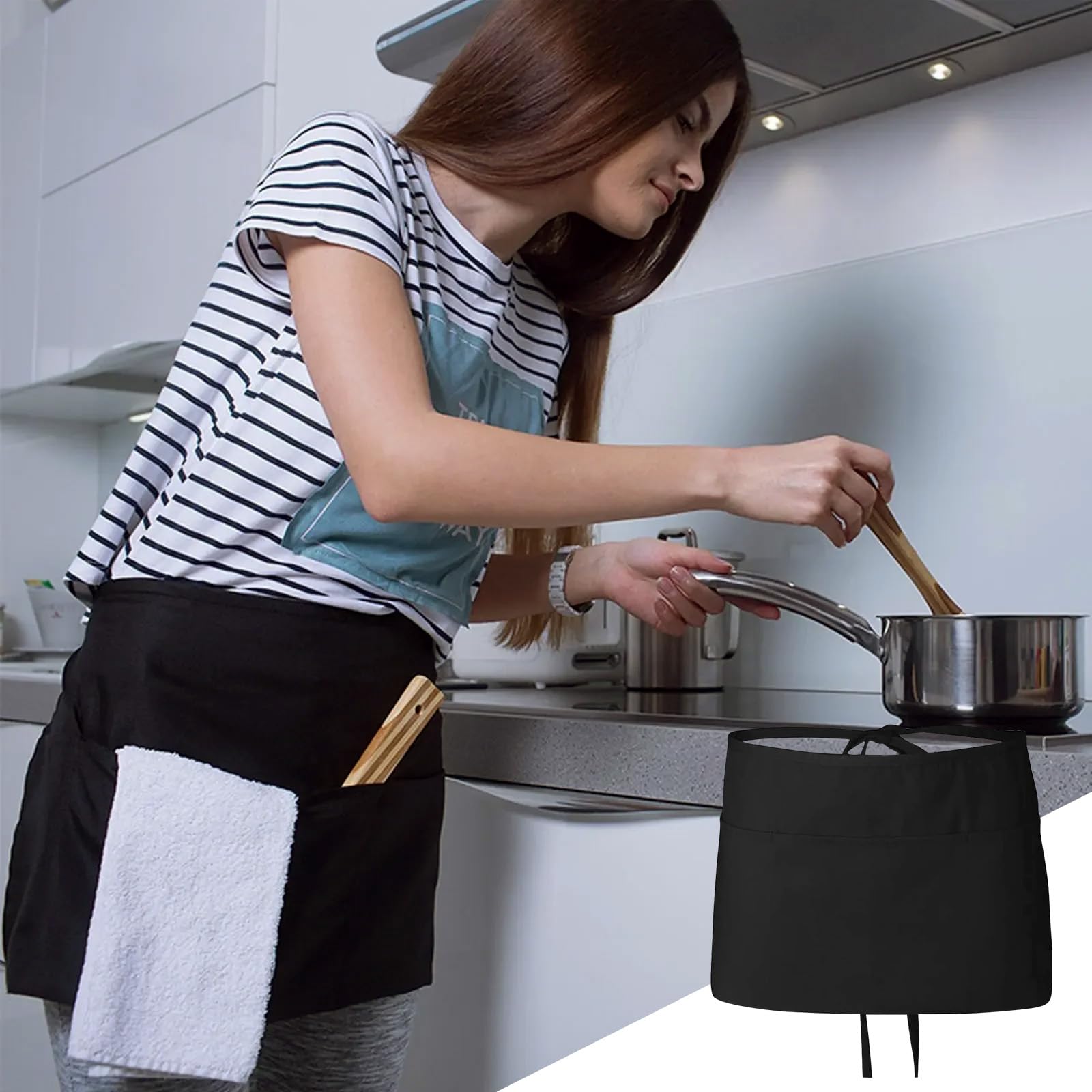 Asheyya 5 Pack Waitress Apron with Pockets - Image 4