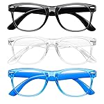 Okany Blue Light Glasses for Kids 3 Pack Blue Light Blocking Glasses for Teen Boys Girls Age 3-10,Computer Screen Gaming TV Phone Glasses Anti Glare,UV & Eye Strain (Grey Black+Transparent+Blue)