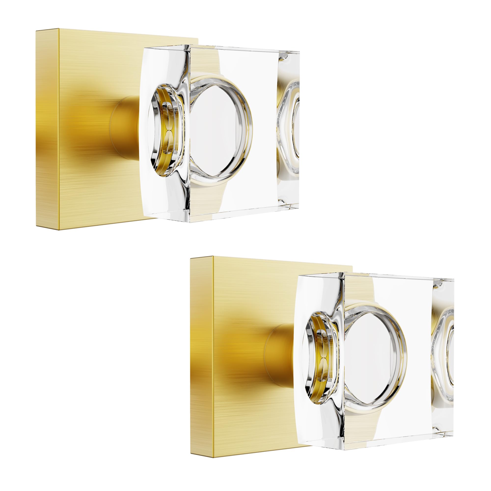 Brushed Gold Door Knobs - Crystal & Modern Design -8