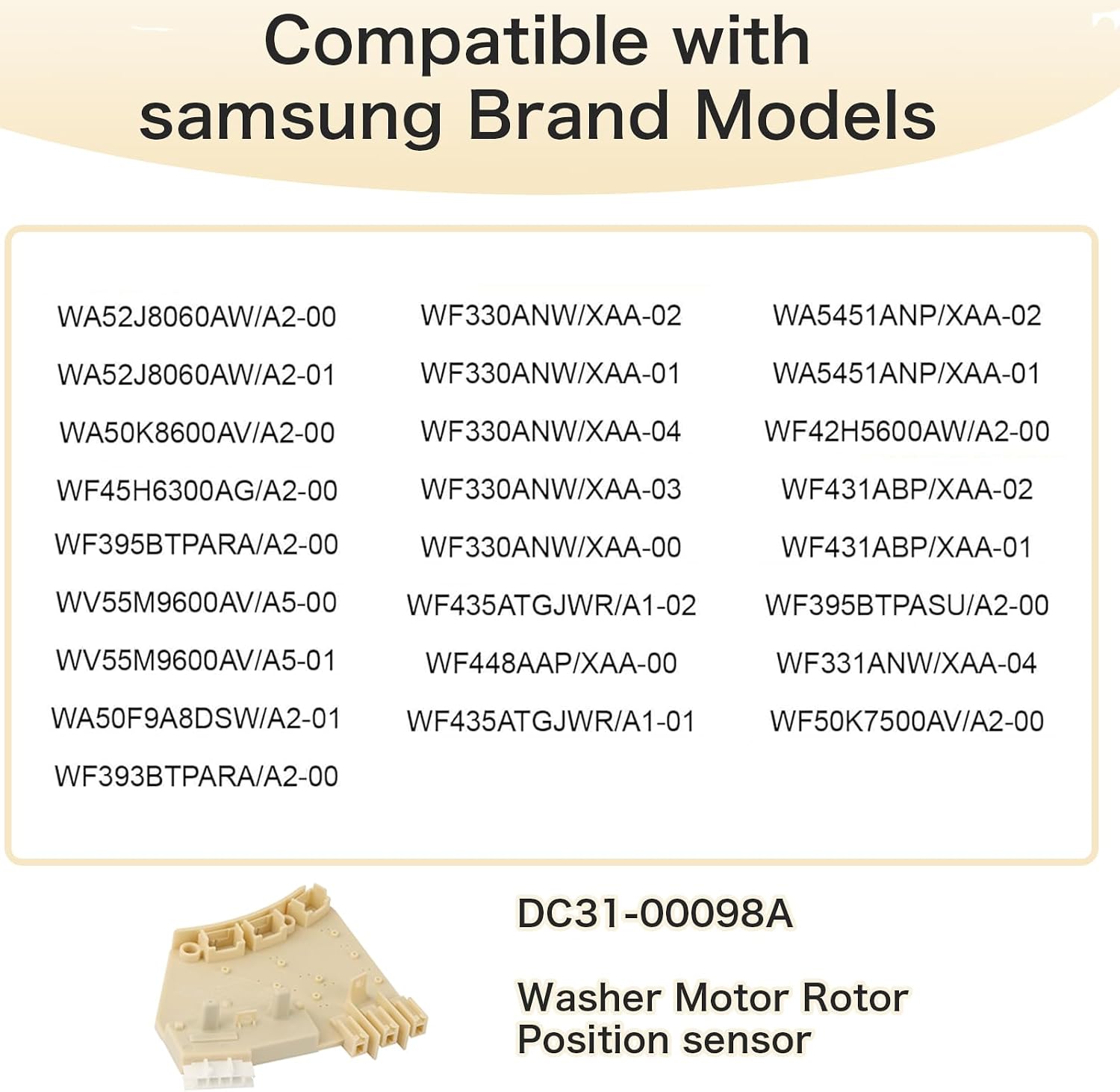 DC31-00098A Washer Motor Rotor Position Sensor Compatible with Samsung Washing Machine Replaces AP4578642 PS4204673 EAP4204673 2068316- Easy Installation Replacement Part