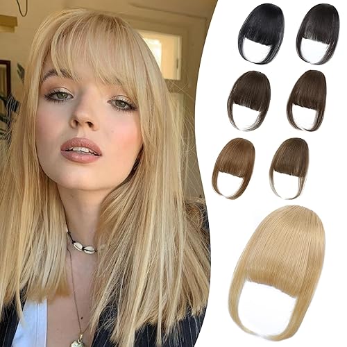 Bangs Hair Clip, 100% Human Hair Clip In Blonde Wispy