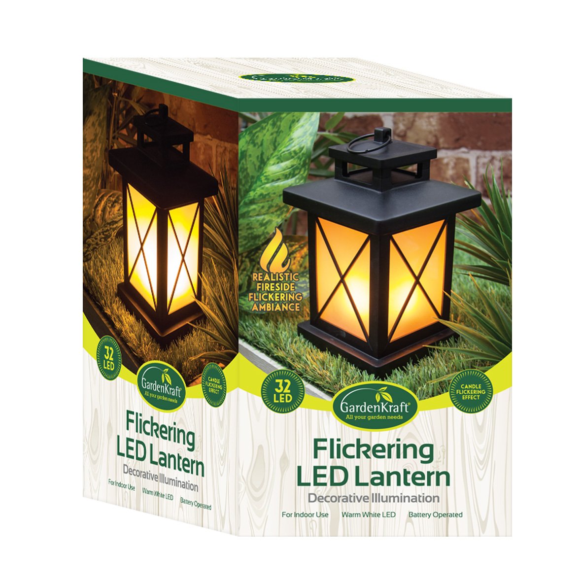 GardenKraft 16350 Battery Operated Flickering Flame Effect LED Lantern