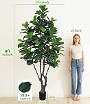 8FT Majestic Artificial Fiddle Leaf Fig Tree with 310 Leaves, Colossal 46" Wide Large Faux Ficus Lyrata Floor Plant for Luxury High-Ceiling Foyer & Executive Office Decor
