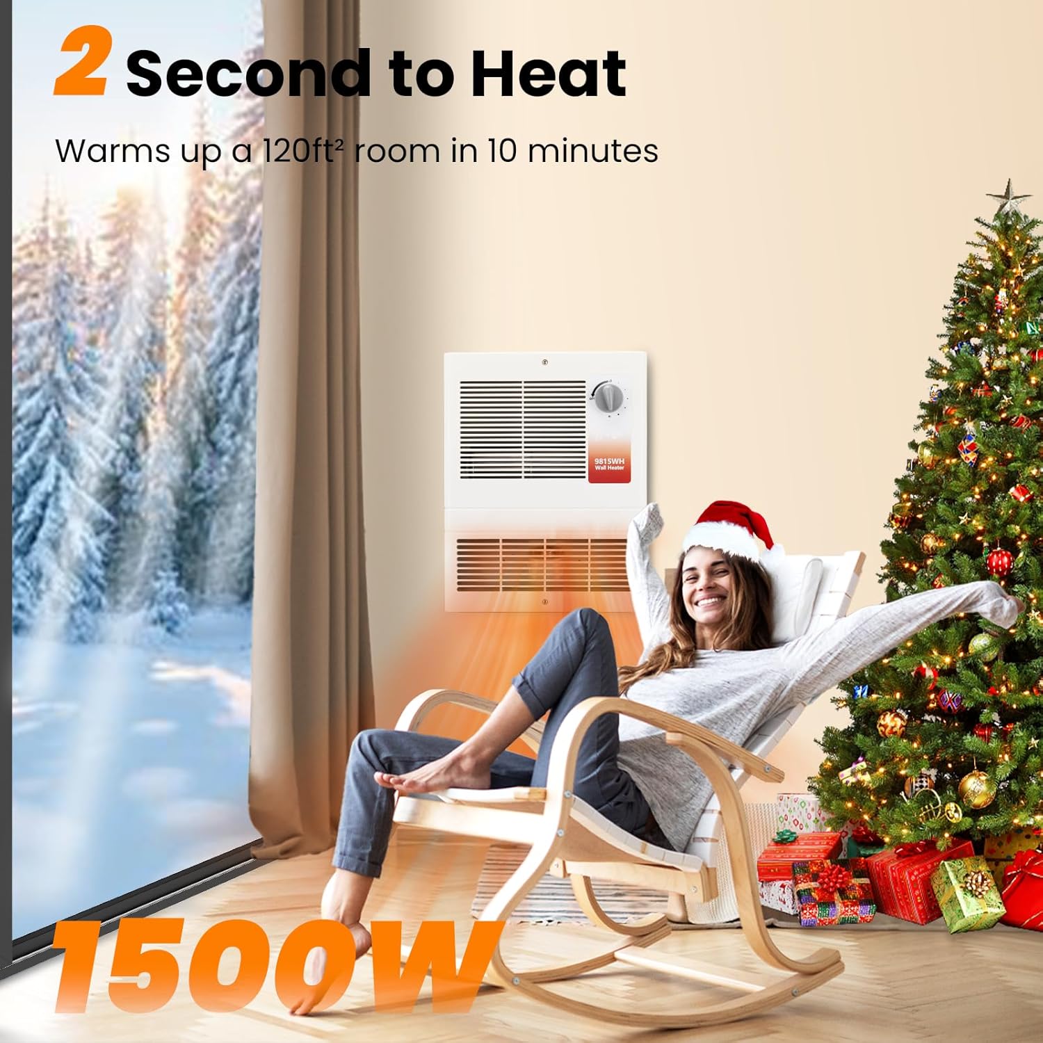Upgraded 9815WH In-Wall Heater with Built-In Adjustable Thermostat for broan-nutone 9815WH, 1500W Large Capacity Wall Heater for Bedroom, Living Rooms, Bathroom, etc., 120/240V AC