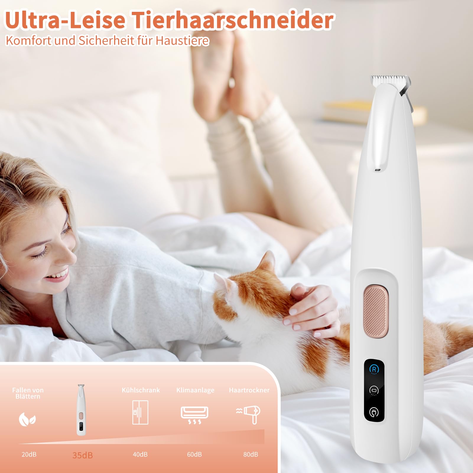 PawTrim Pro Tondeuse à pattes super silencieuse/rechargeable pour animaux de compagnie avec lumière LED, étanche, sans fil, tondeuse professionnelle pour chiens, chats, pattes et yeux