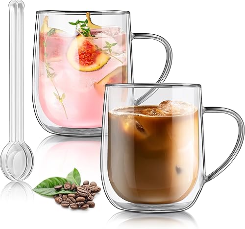 Miniatura 9 de Joeyan Vasos de vidrio de doble pared para cerveza, vasos de vidrio térmicos aislados sin agujero, vasos de agua de cóctel highball de vidrio 12.2