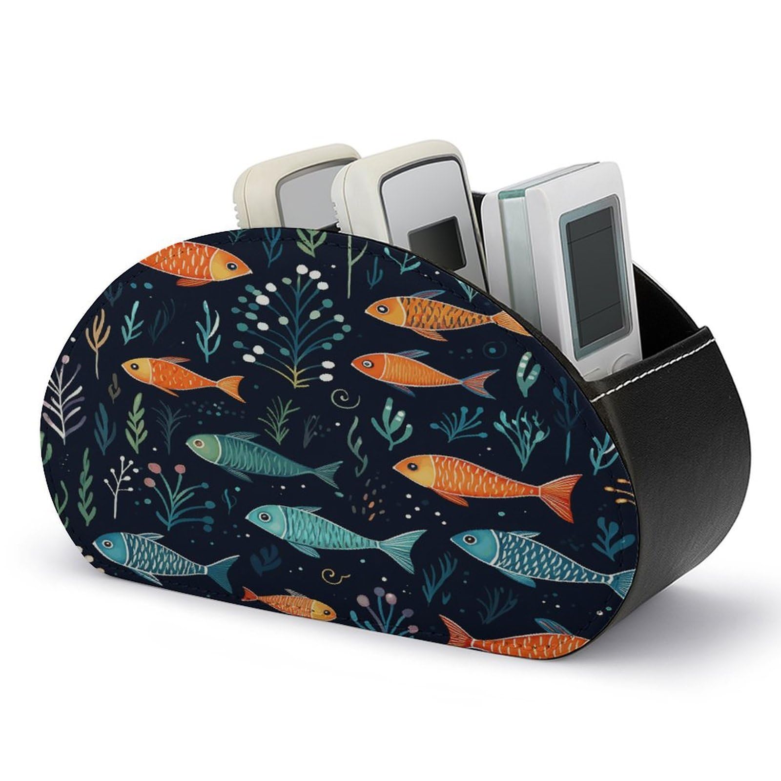 Btcowzrv Style Small Fish Pattern Remote Control Holder With 5 Compartments