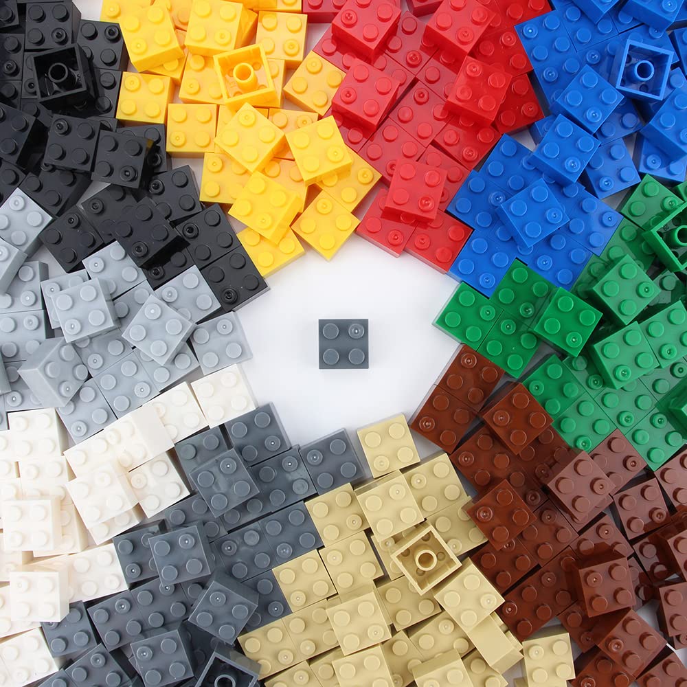 Feleph2x2 Bricks 400 Pieces Multicolored Classic Parts Building Creative Play Blocks Set Toy Basic Accessories Compatible with 3003 Major Brick Brands (Multicolored)