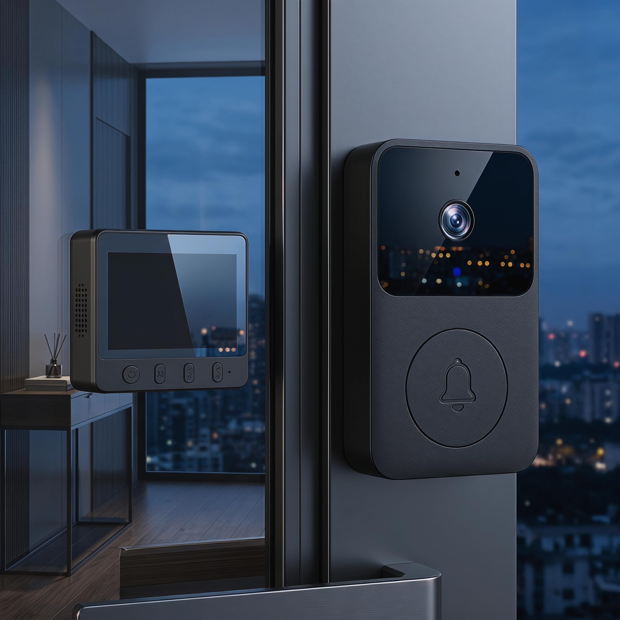 QOKLIYUI Timbre inalámbrico con cámara WiFi y comunicación bidireccional, Resistente al Agua para una Mejor comunicación en Exteriores. Timbre inalámbrico