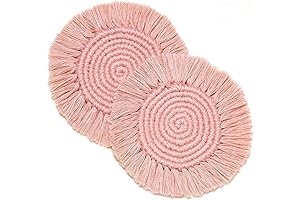2 PCS Handmade Boho Coasters: Unique Protective Drinkware Decor